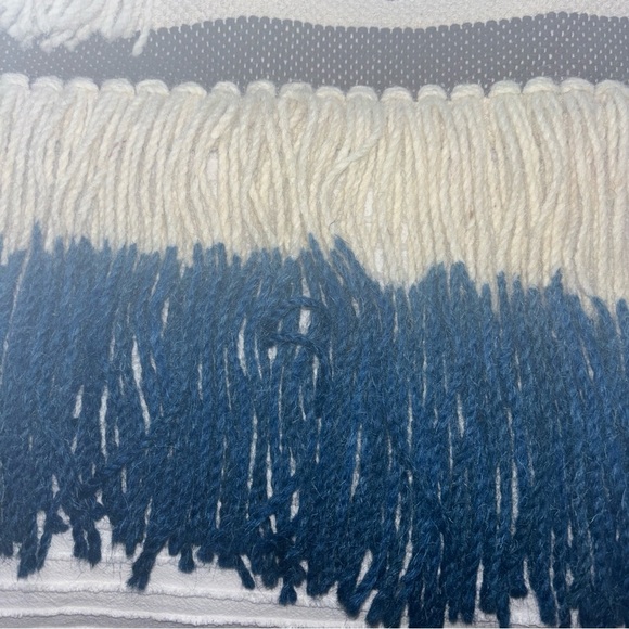 Woven Wall Hanging Multi Tapestry Fringe Dipped‎ Blue Ends 18"X36" Made In India - Picture 6 of 7